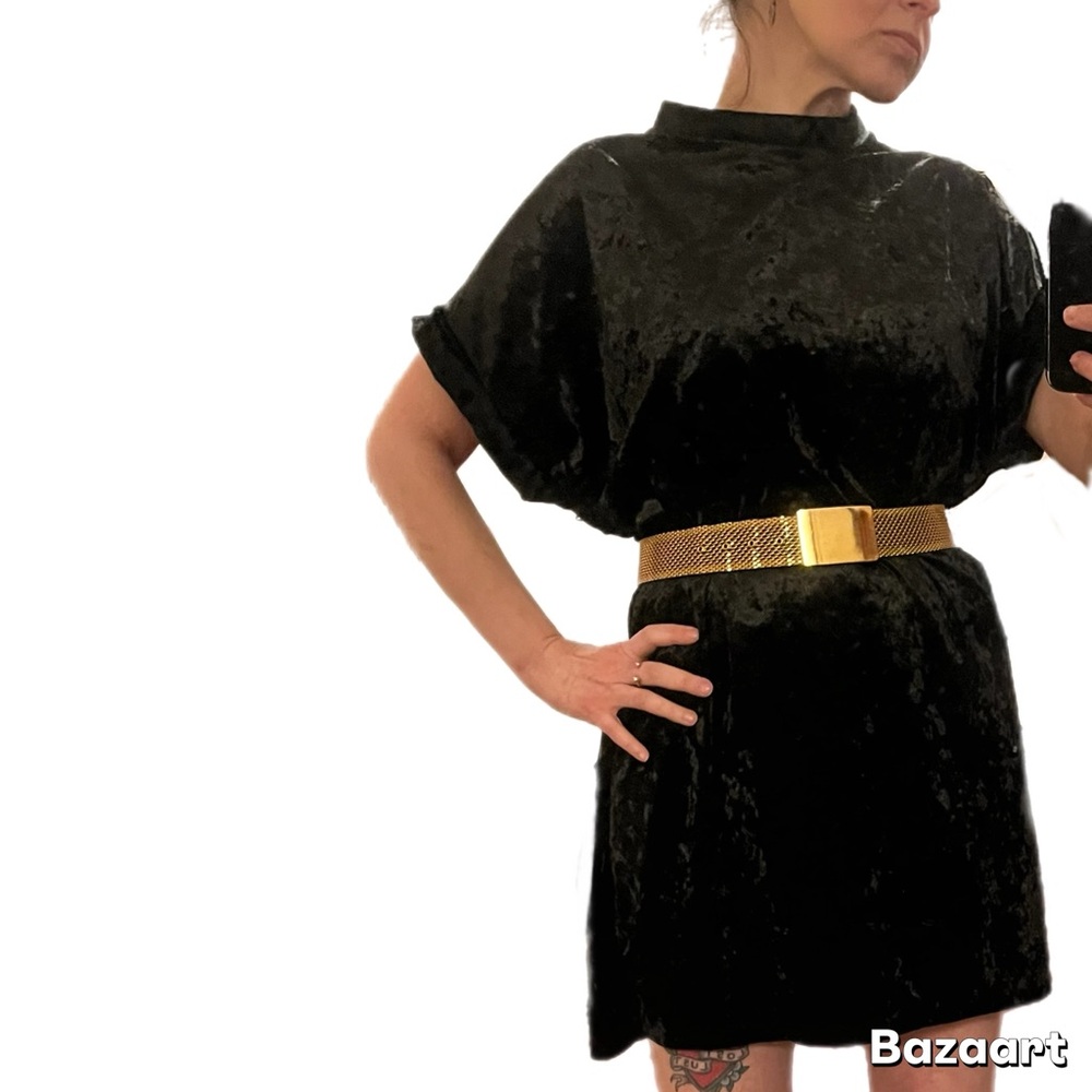 90's 80's Heathers Velvet Babydoll Mini Dress Made in USA Size Large